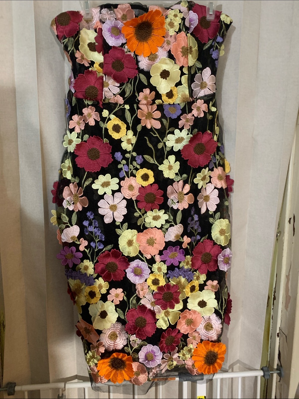Novaluxe Floral Embroidered Strapless Dress in Black and Multi Sz 10 appr